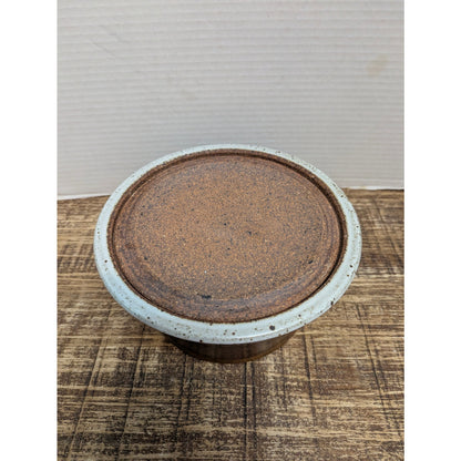 7.5" X 4"  Brian Bachman Studio Pottery Lidded Bean Pot Speckled Stoneware 80's