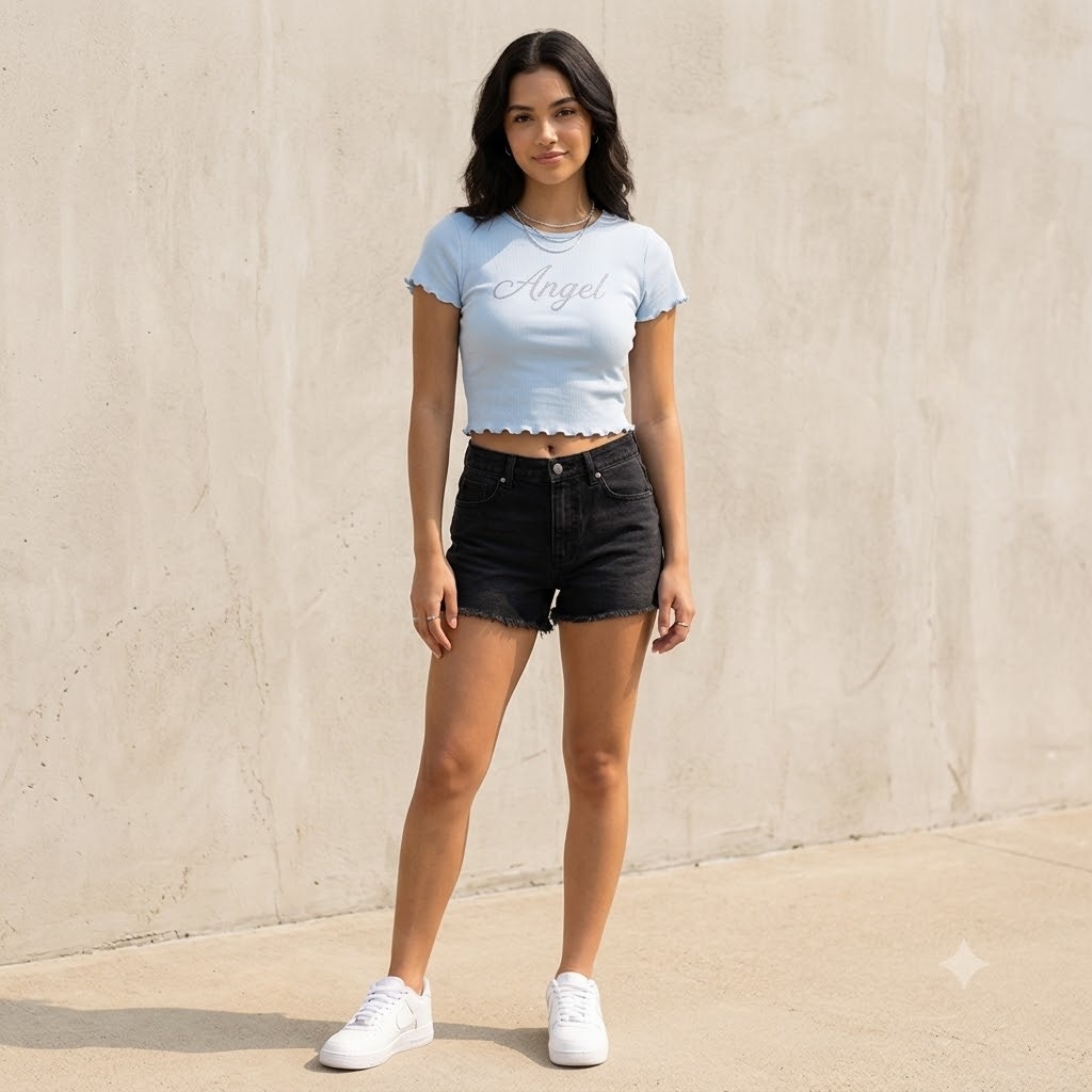 BP. Women's Blue Cashmere Angel Lettuce Edge Crop Top NWT Size Medium
