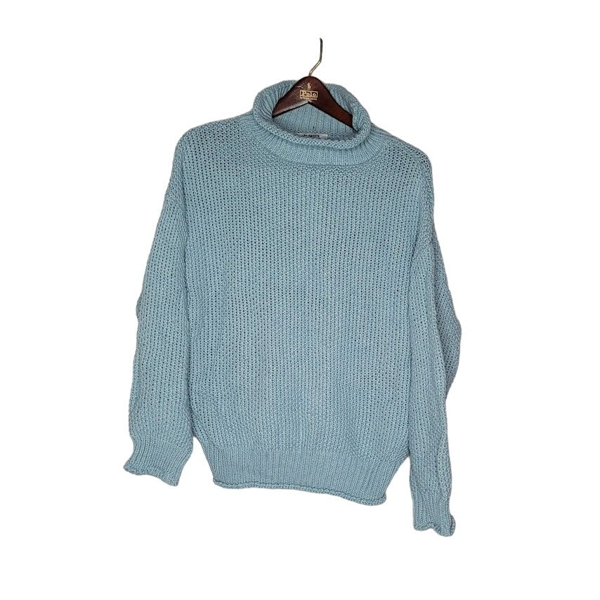 BB Dakota Size Small Blue Knit Sweater Turtleneck Cotton Blend long Sleeve NEW