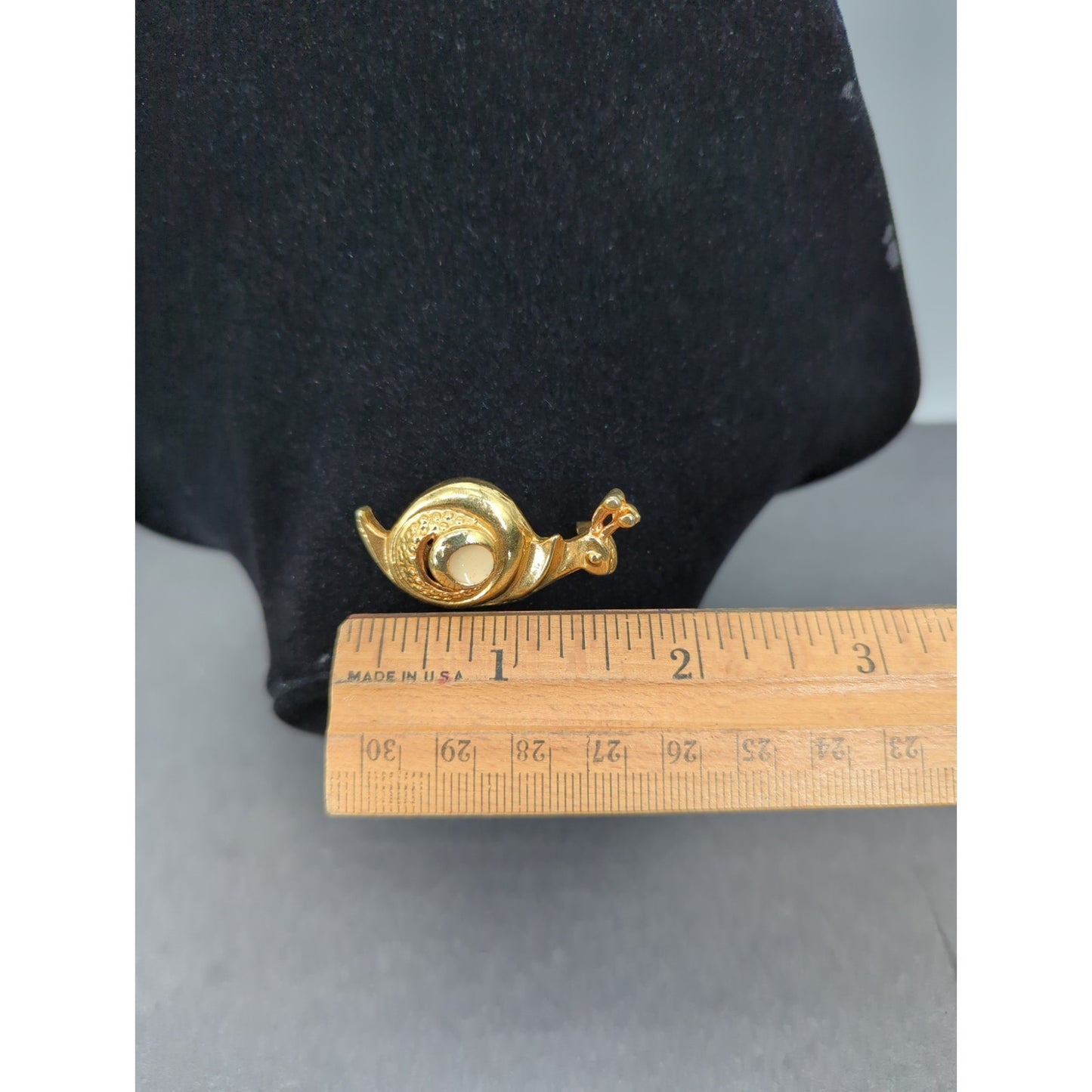 Vintage Gold Tone Enamel Snail Pin Small One Inch Whimsical Luck