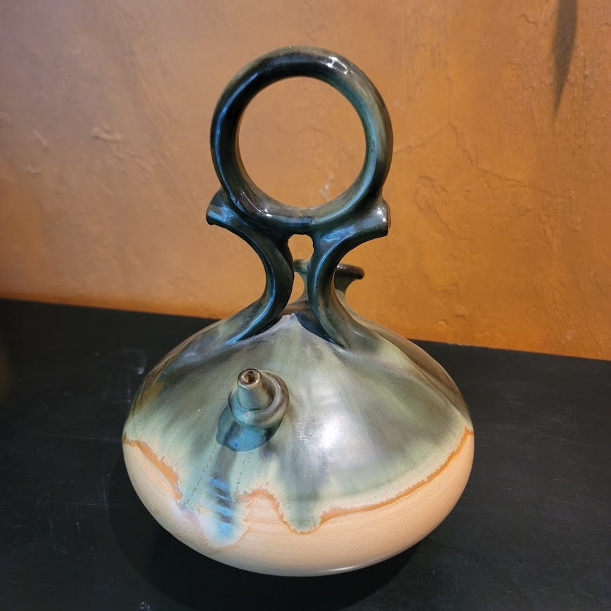 Vintage Piqueres Studio Art Pottery Botijo Spanish Water Jug Vessel Signed