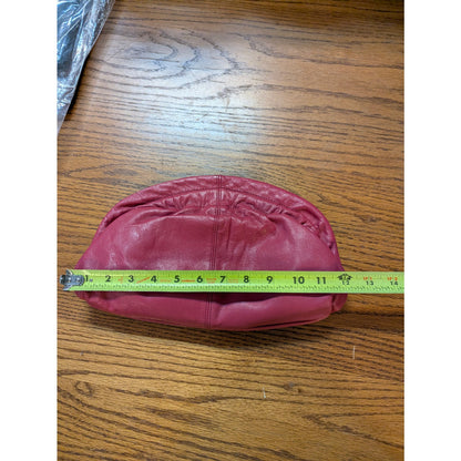 Vintage Brio Fuchsia Pink Leather Gathered Pouch Frame Clutch Bag