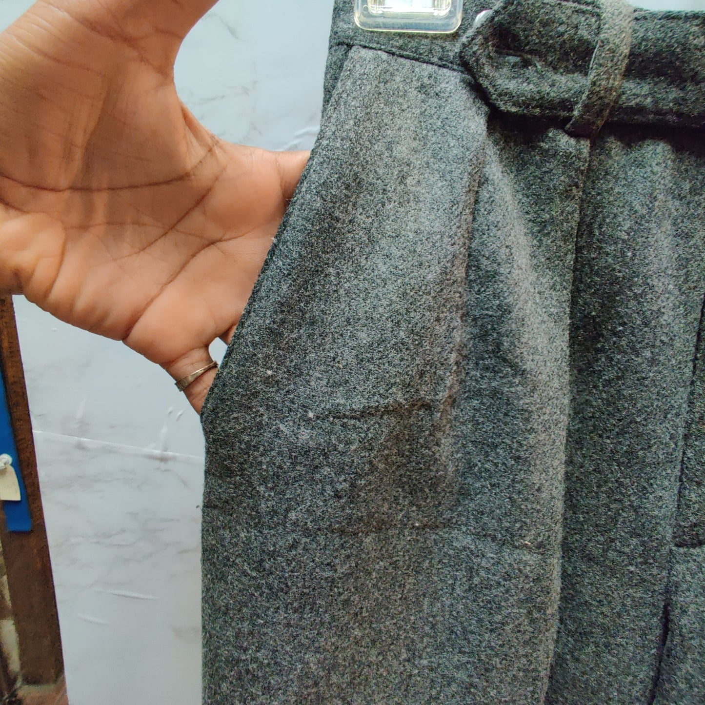 L.L. Bean Vintage Wool lined pleated trousers size 8 gray