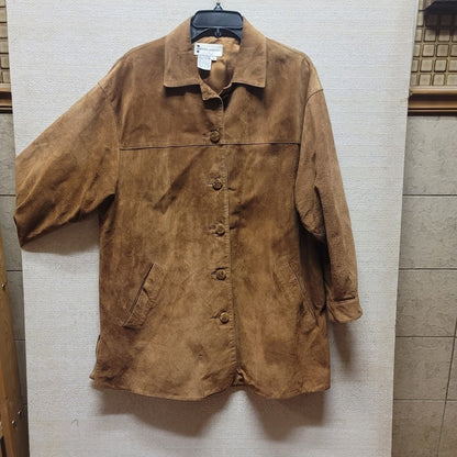 Spiegel Asset Leather Suede Brown Boho 8 Button Up Jacket Lined Pockets