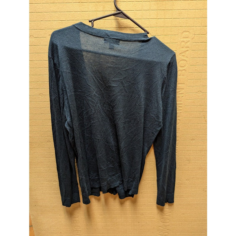 New York Company Size XL Twist Front Ruched Deep V-Neck Sweater Blue New