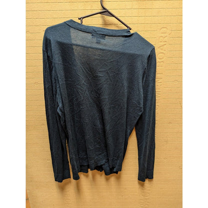 New York Company Size XL Twist Front Ruched Deep V-Neck Sweater Blue New