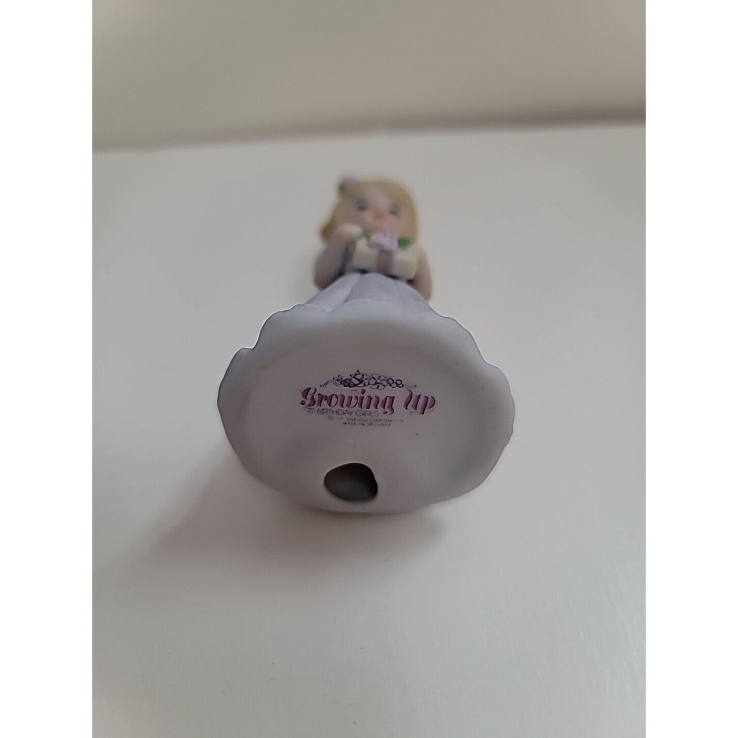 Vintage 1982 Enesco Porcelain Growing Up Birthday Girl Age 4 Figurine 3.5"