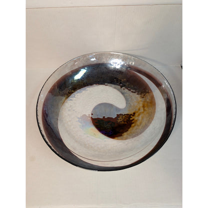 Vintage Ferro Murano Glass Filigrana Swirl Centerpiece Bowl 16" Modern Italian