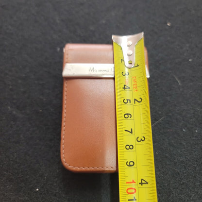 Vintage 60s Massimo Dutti Travel Case Empty Camel leather Vanity Nail Flip Top