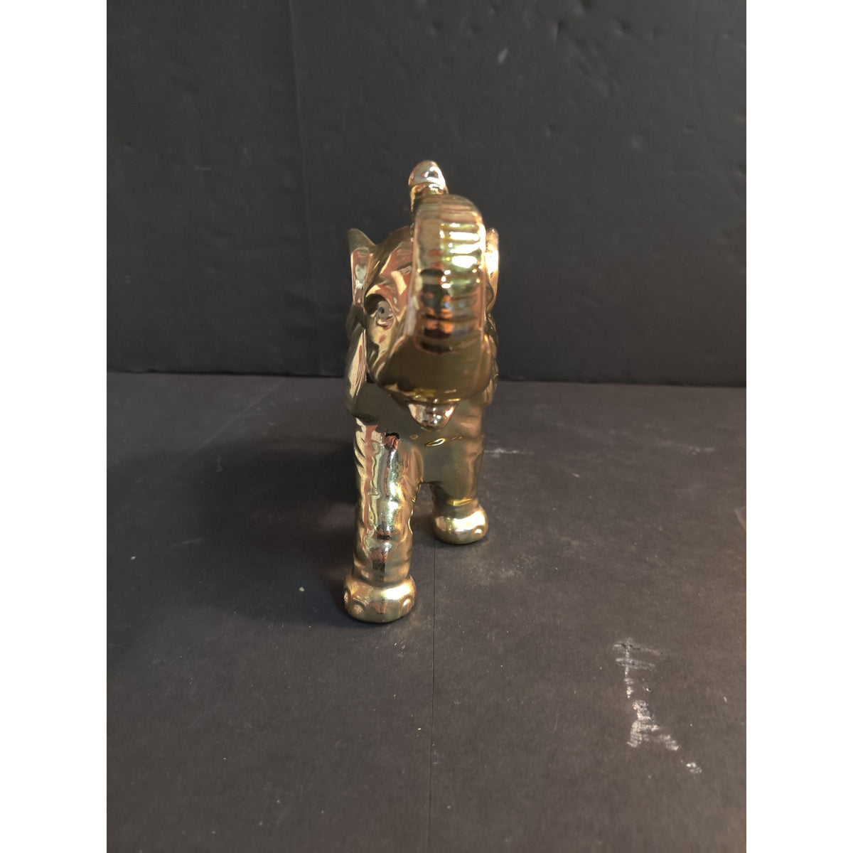 Vintage Mid-Century Japanese Gold Gilt Ceramic Elephant Figurine