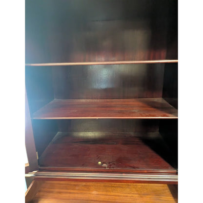 Secondhand Sandies: Vintage Mahogany Top Highboy Cabinet Queen Anne Fan Carved Glass Display