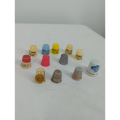 Lot of 12 Vintage And Modern Thimbles Advertising Souvenir Metal Cabbage Patch