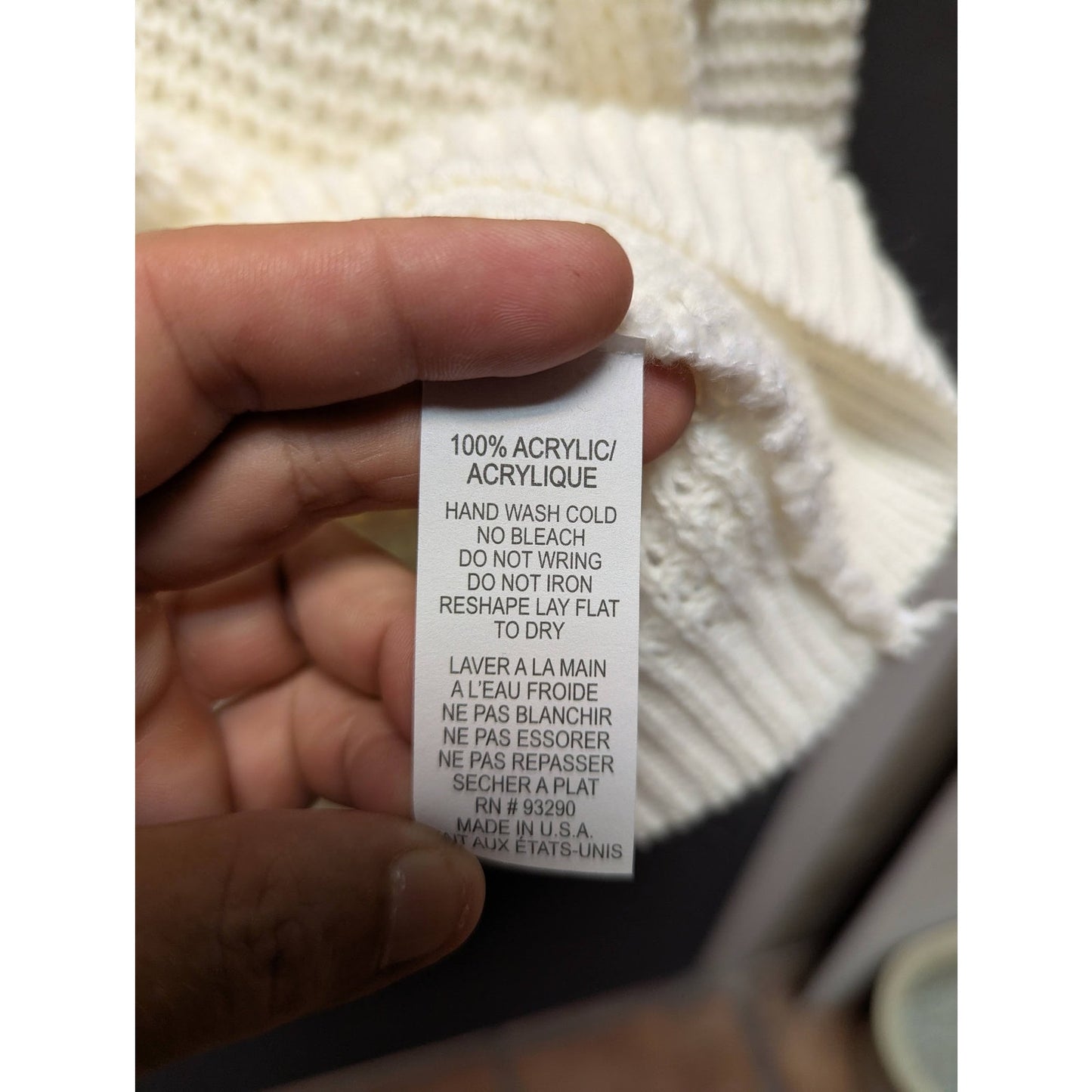 Cotton Emporium size Large Knit Ivory open weave sweater long sleeve NEW