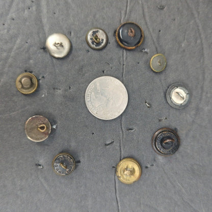 LOT E of 10 Antique Vintage Victorian Brass Mixed Materials Buttons ESTATE FIND
