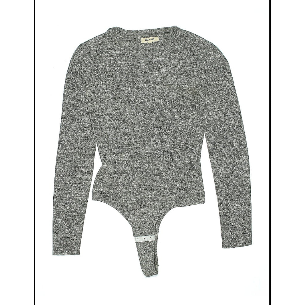 Madewell Turtleneck Bodysuit Long Sleeve Gray 3 Snaps Thong NEW large