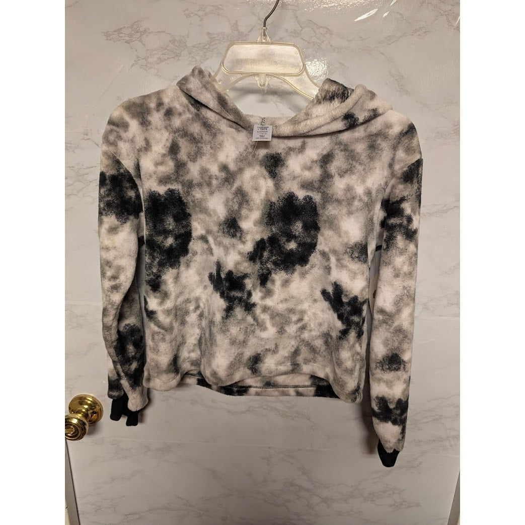 Tucker Tate Size Large (10-12) kids hoodie fuzzy teddy tie dye blk/white NEW