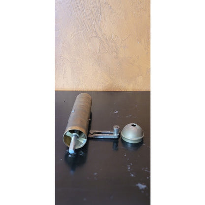 Antique Brass Made in Albania Coffee Spice Grinder Etched Hand Crank