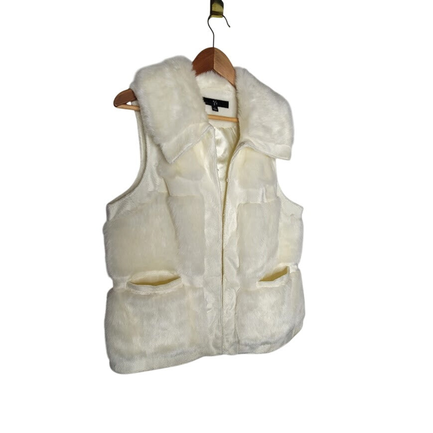 RLZ Faux Fur Sleeveless Vest Large Plush Front Pockets