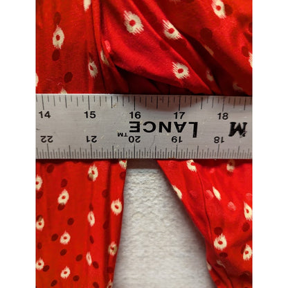 Rebecca Taylor Silk Red Midi Dress Long Sleeve VNeck Modesty Size Medium NEW