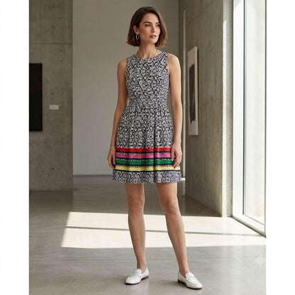 Eliza J Casual Dress Size 2 Fit Flare Cut out back Detail Multicolor Career work
