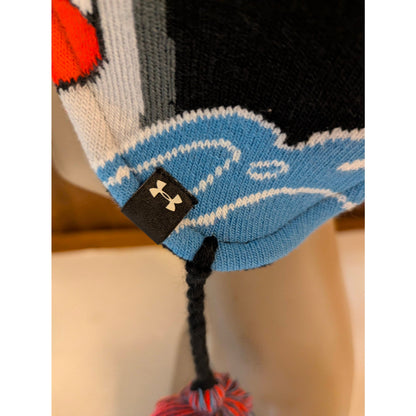 Under Armour Kids Shark Knit Winter Beanie Hat Fleece Lined Earflaps Pom