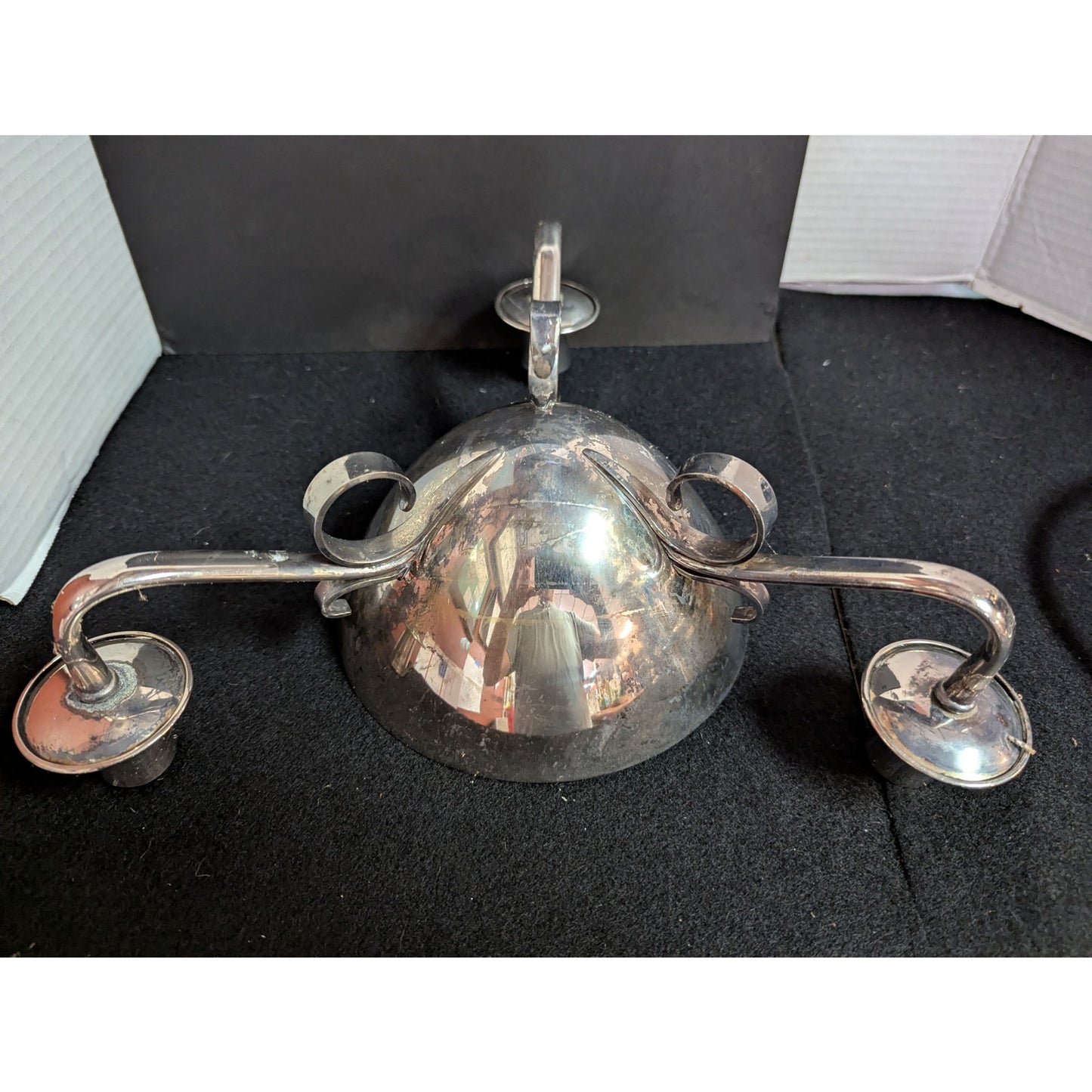 Vintage Silver Plate Epergne Centerpiece Bowl with Flower Frog Grate