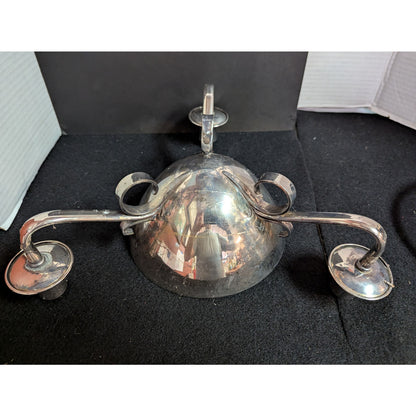Vintage Silver Plate Epergne Centerpiece Bowl with Flower Frog Grate