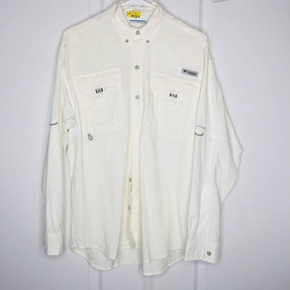 Columbia PFG White Long Sleeve Fishing Shirt Utility Vented Outdoor Size Small
