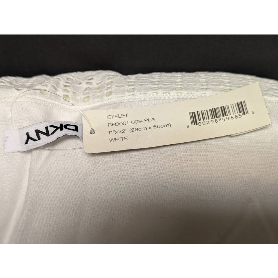 DKNY 11" x 22" Refresh Eyelet White Decorative Bed Pillow NEW
