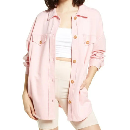 NWT BP. Oversized Button Front Shirt Jacket Size XL/Extra Large in Candy Bleach
