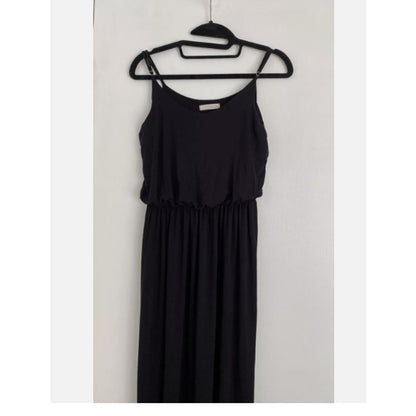Lush Black Maxi Dress Size XS casual sleeveless elastic waist LONG cotton summer