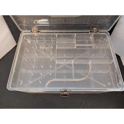 Vintage Clear Acrylic Sewing Case Crafts Organizer Storage Box Carrying Handle