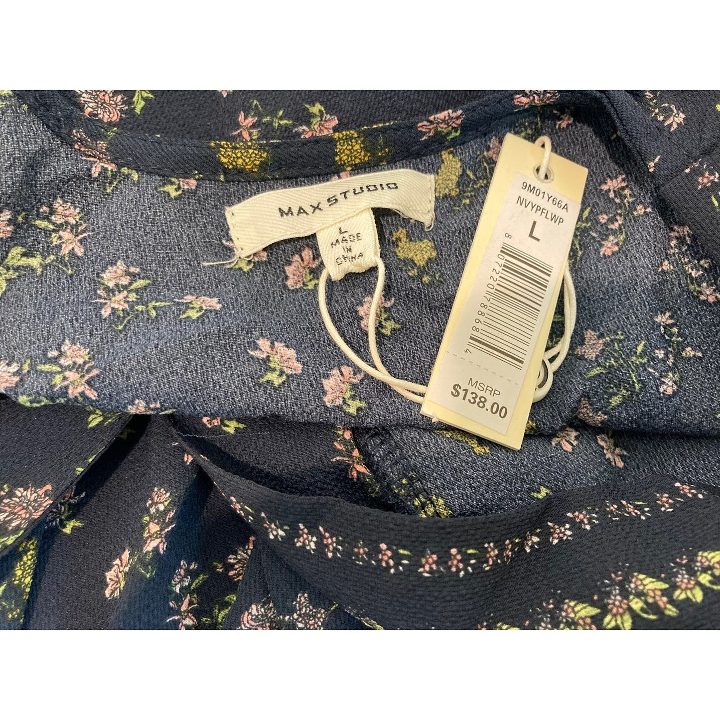 Max Studio Cottage Liberty Tiered Ruffle Midi Dress Sz Large in Blue Floral NWT