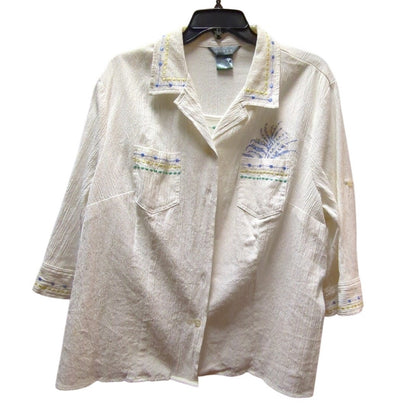 Koret Woman Set Embroidered Jacket Tank 1X Coastal Granny Grandmillennial