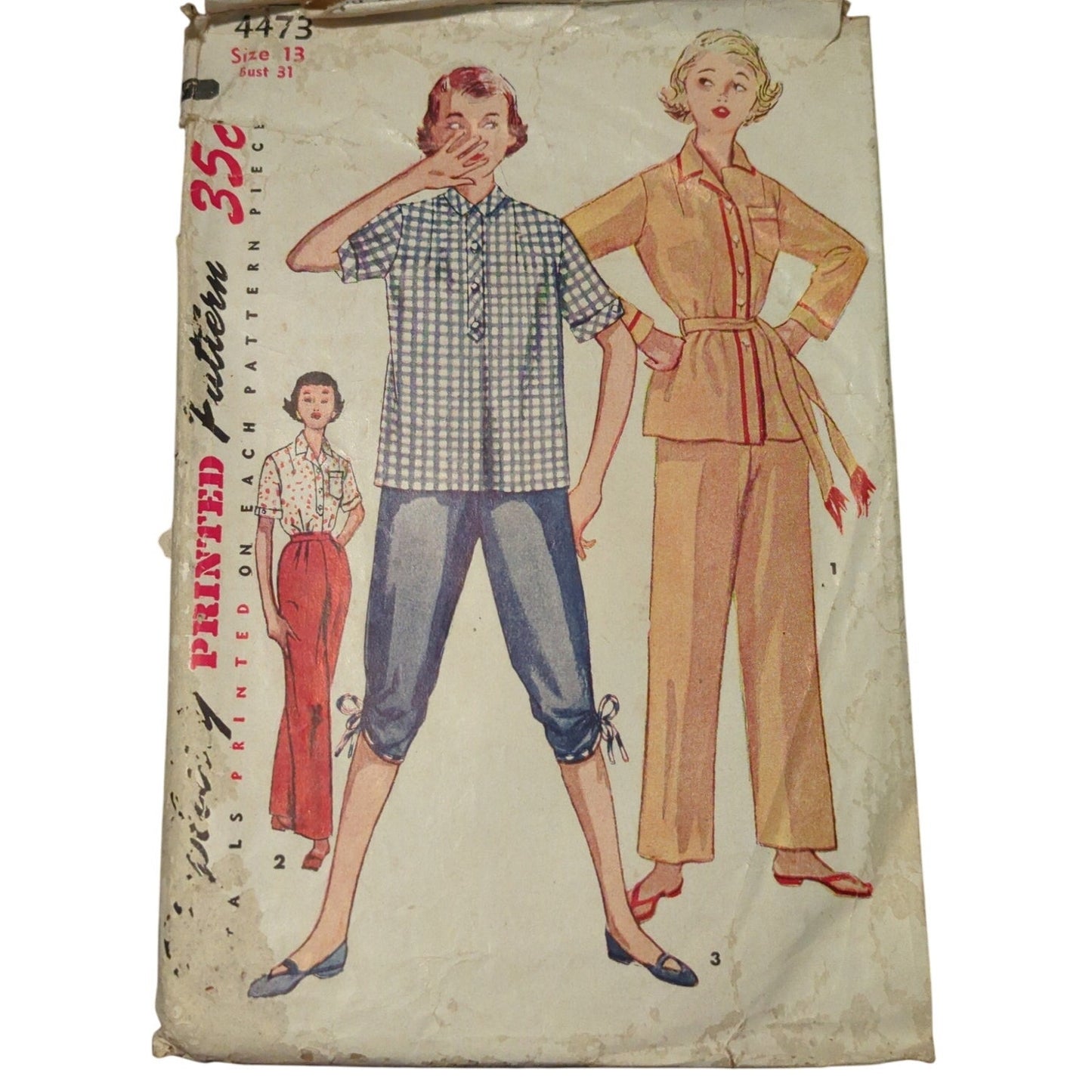 Simplicity 4473 Vintage Sewing Pattern Size 13 Waist 26.5 Young Blouse Pants