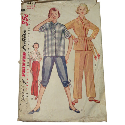 Simplicity 4473 Vintage Sewing Pattern Size 13 Waist 26.5 Young Blouse Pants