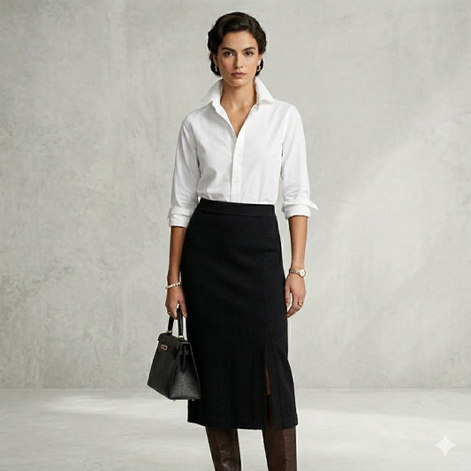 Valerie Stevens 100% Merino Wool Knit Midi Skirt Made in England Small