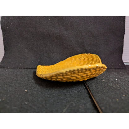 Vintage Bright Yellow Textured Heart-Shaped Ceramic Trinket Dish