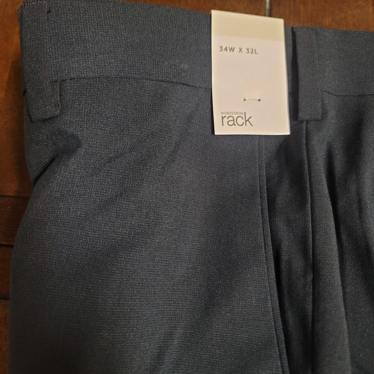 Nordstrom Rack Men Navy Flat Front Pants Slacks Dress Trouser 34" x 32" Trim Fit