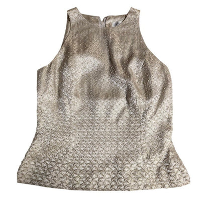 Vintage 90s Marie St. Claire beaded GOLD thread top sleeveless 6 back zip formal