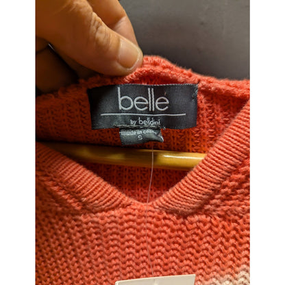 Belle by Belline knit kangaroo pocket sweater hooded Size Small Terracotta white