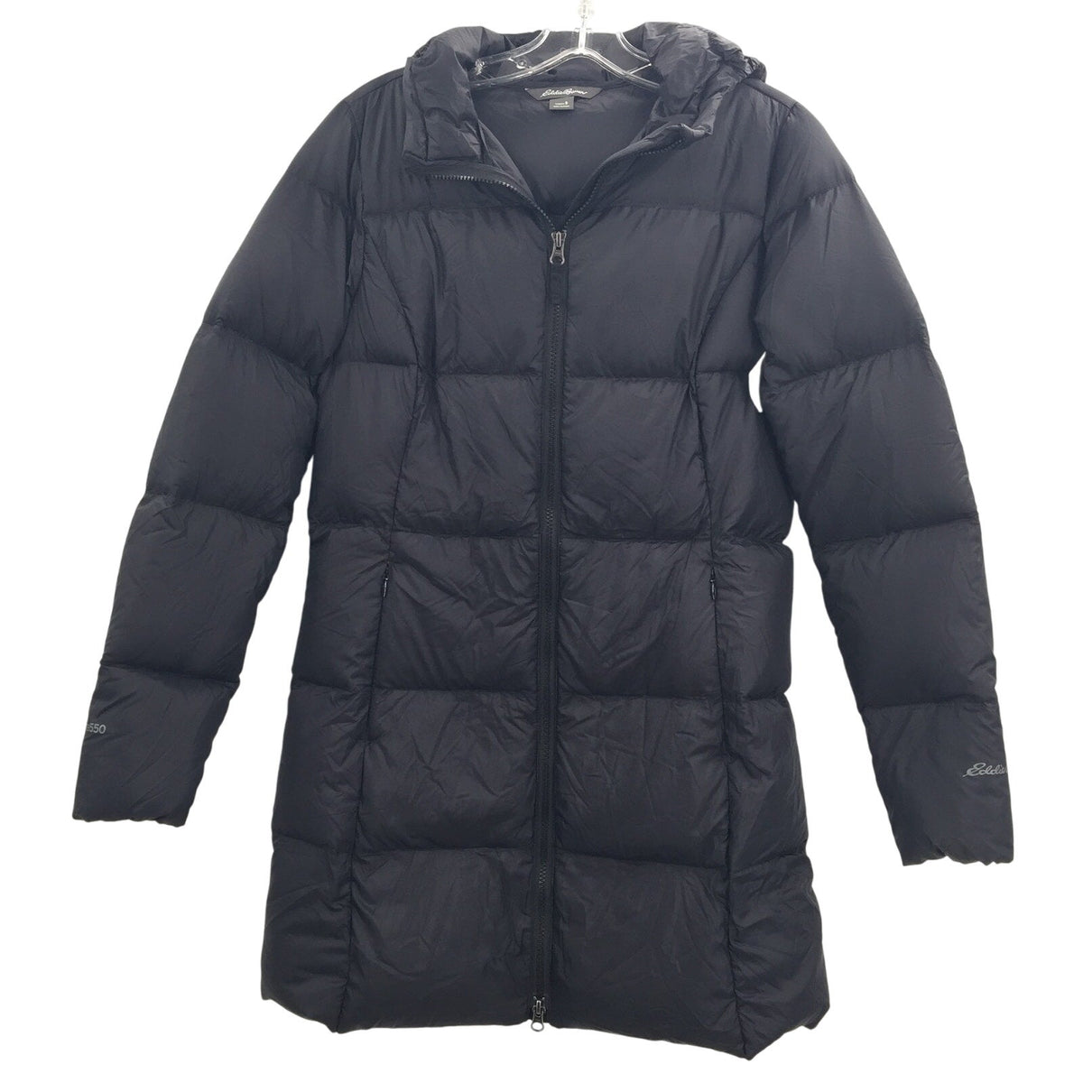 Eddie Bauer Women's Full Zip Up Hooded Puffer Jacket Long Sleeve Black Small NWT