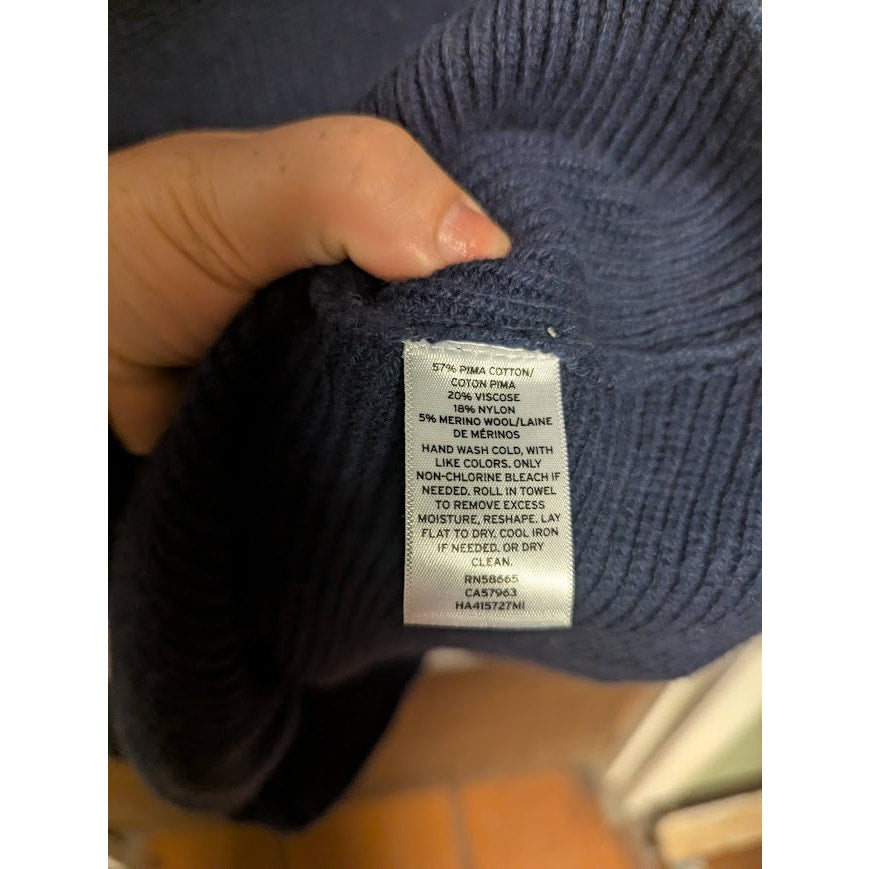 Halogen open faux wrap back sweater Knit Blue Size XL heavyweight long sleeve