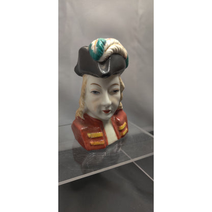 Vintage 1950s Colonial General Soldier HeadVase Planter Figurine Kitsch Regal