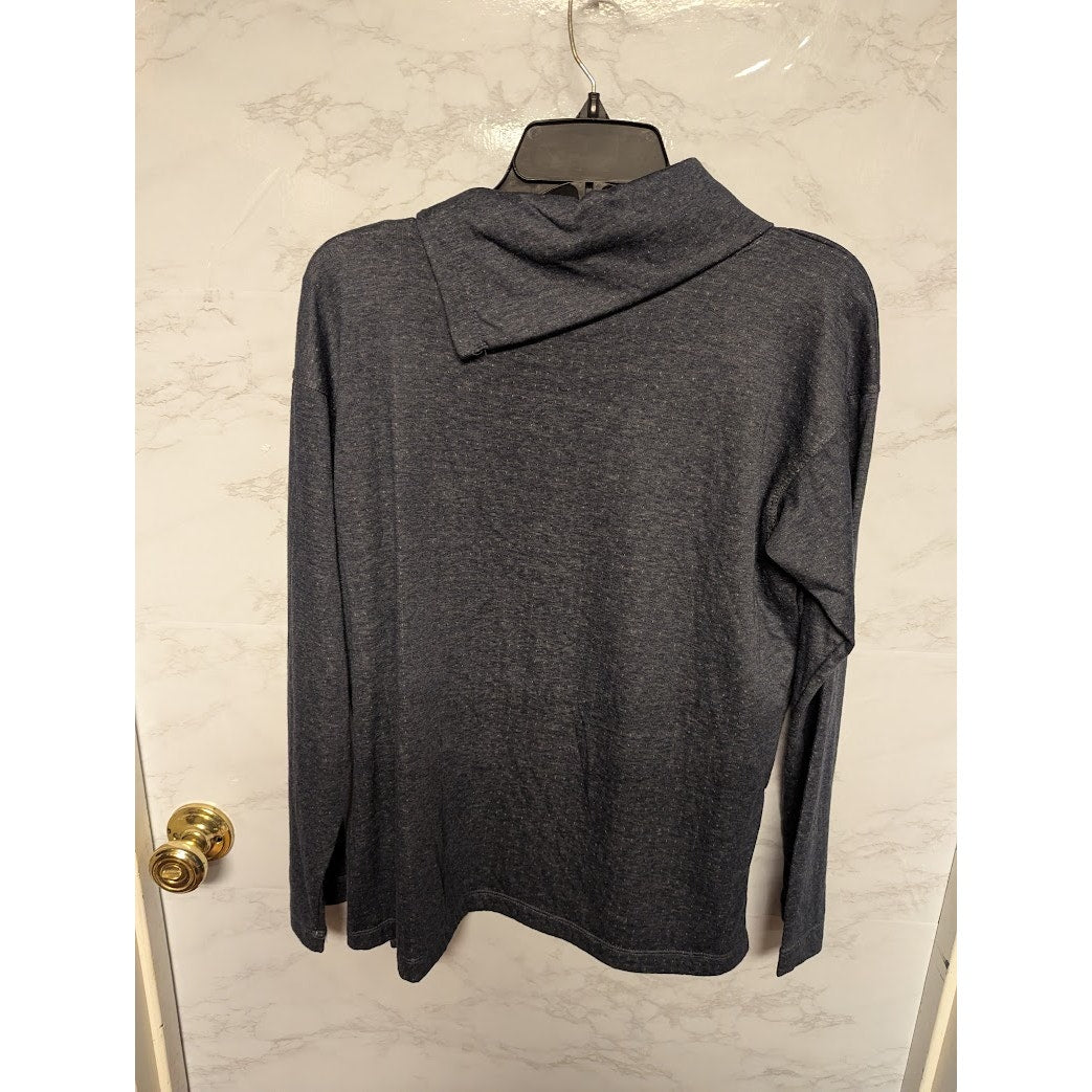 Max studio Size Small Indigo Blue long sleeve Split Neck NEW $88