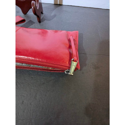 Hobo Alice Red Smooth Leather Zip Wallet Wristlet Clutch Y2K Boho Minimalist