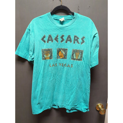 Vintage Tee T-shirt Teal Caesars Exclusively Palace shirt Size XL Single Stitch