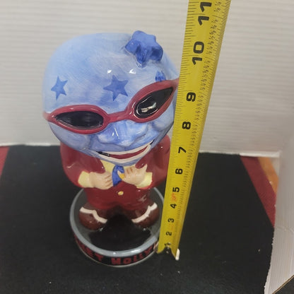 Planet Hollywood Mr. Globehead Headvase Planter Souvenir Blue Man Zoot Suit 10"