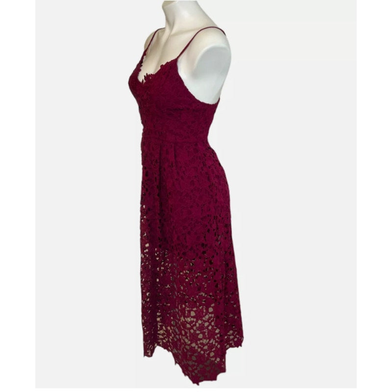 NEW ASTR Women's Sleeveless Lace A-Line Midi Dress Berry Red Size XXL ($98)