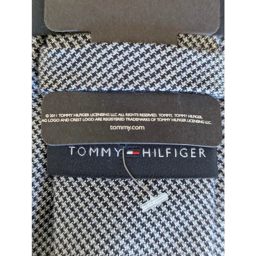 Tommy Hilfiger Tie Grey Blue Micro-Check Silk NWT Corpcore Preppy